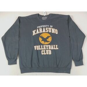 BoxLunch Sweatshirt Mens XL Black Fleece Karasuno Volleyball Club Haikyū Anime